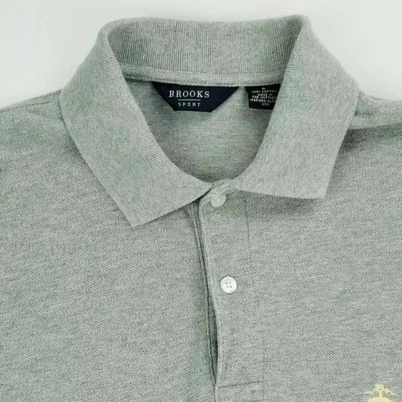 Brooks Brothers Sport Small Men's Gray Yellow Embroidered Logo Short Sleeve Polo - Picture 7 of 7